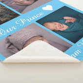 パーソナライズされたphoto collageベビー名monogram blue シェルパブランケット (3/4)