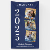 パーソナライズされたPhoto Collage Navy Blue卒業 横断幕 (縦)