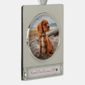 パーソナライズされたPhoto Dogs初めてのクリスマス2024 シルバープレートバナーオーナメント (右)