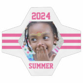 パーソナライズされたPhoto Keepsake Pink ストライプ サッカーボール (フラット)