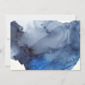 パーソナライズされたPhoto Navy Blue Water Color 結婚's セーブザデート (裏面)