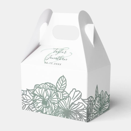 パーソナライズされたPhoto Sage Green Flowers Nice 結婚's フェイバーボックス (正面サイド)