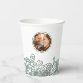 パーソナライズされたPhoto Sage Green Flowers Nice 結婚's 紙コップ (裏面)