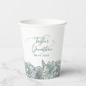 パーソナライズされたPhoto Sage Green Flowers Nice 結婚's 紙コップ (正面)