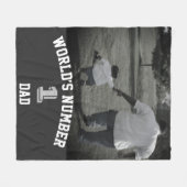 パーソナライズされたPhoto World's Number 1パパ フリースブランケット (正面(横))