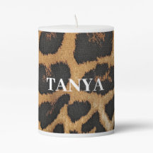 パーソナライズされたPillar Candle - Leopard Print