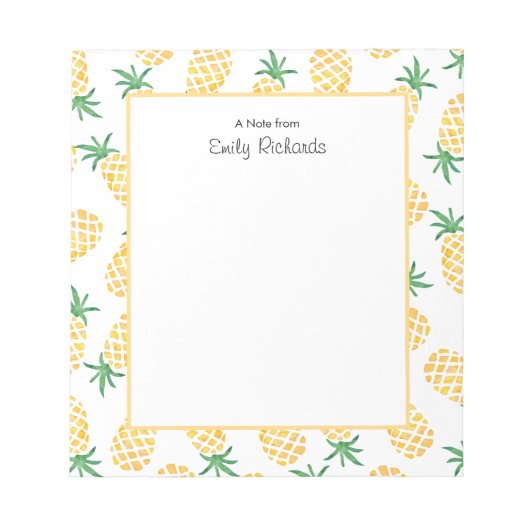 パーソナライズされたpineappleのメモパターン（の模様が）ある帳 ノートパッド (正面)
