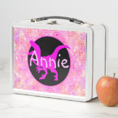 パーソナライズされたPInk恐竜の非表示 メタルランチボックス (インサイチュ)