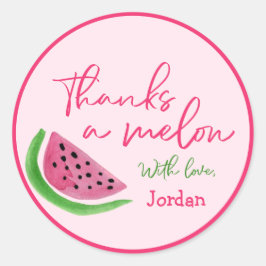 パーソナライズされたPinkThanks a Melon 1st Birthday ラウンドシール