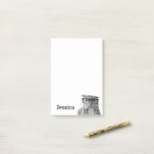 パーソナライズされたPost-it®ノートと可愛いフクロウのデザイン ポストイット (デスク上)