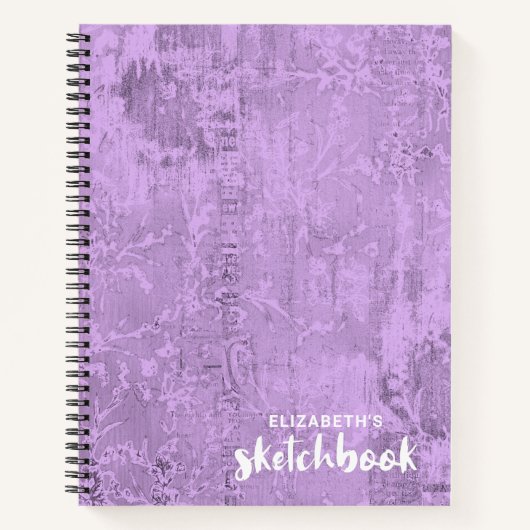 パーソナライズされたPurple Sketchbook ノートブック (正面)