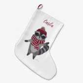 パーソナライズされたRacoonとのクリスマスストッキング ラージクリスマスストッキング (正面 (吊り時))
