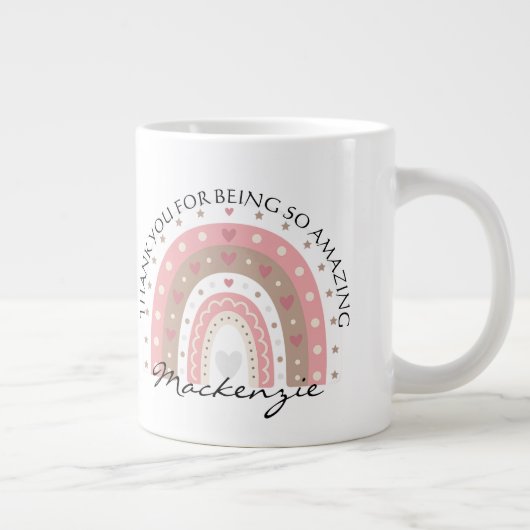 パーソナライズされたRainbowメッセージと名前 ジャンボコーヒーマグカップ (右)
