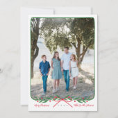 パーソナライズされたRed名門私立校風の Bowとの休日リース シーズンカード (正面)