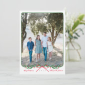 パーソナライズされたRed名門私立校風の Bowとの休日リース シーズンカード (スタンド正面)