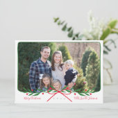 パーソナライズされたRed名門私立校風の Bowとの休日リース シーズンカード (スタンド正面)