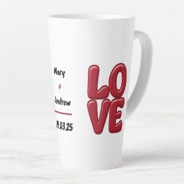 パーソナライズされたRed LOVE Magの名前と日付 カフェラテマグ