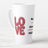 パーソナライズされたRed LOVE Magの名前と日付 カフェラテマグ (左アングル)