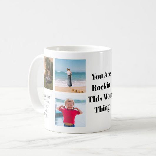 パーソナライズされたRockin' Mom Kidのメッセージと写真 コーヒーマグカップ (正面左)