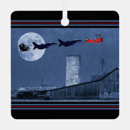 パーソナライズされたSanta, F16 Jet, Red Biplane Chrimas メタルオーナメント