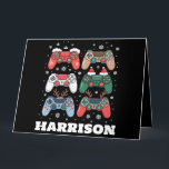 パーソナライズされたSanta Gaming Controllerゲーマークリスマス カード<br><div class="desc">クリスマスサンタ小妖精や小人ゲーミングコントローラーゲーマークリスマス</div>