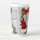 パーソナライズされたSanta Hatの白い枠 カフェラテマグ (正面)