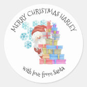 パーソナライズされたSanta Kids Christmas Gift ラウンドシール (正面)