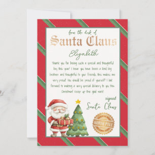 パーソナライズされたSanta Printableからの手紙 招待状