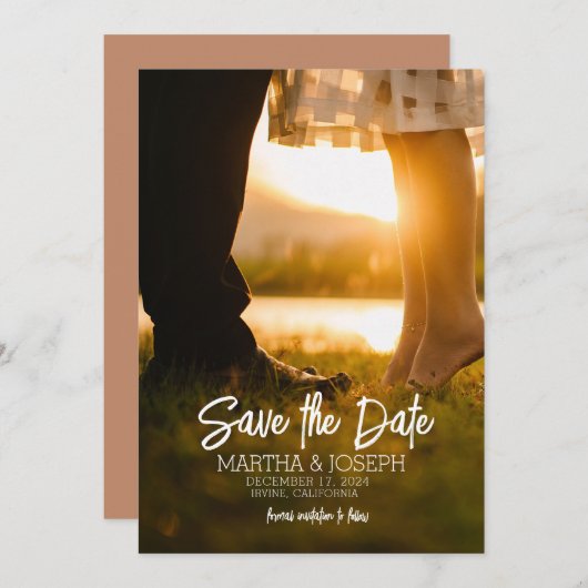パーソナライズされたSave the Date招待状テンプレート 招待状 (正面/裏面)