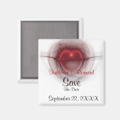 「パーソナライズされたSave the Date」ライト付きハート マグネット (正面/裏面)