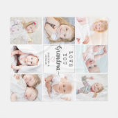 パーソナライズされたScript Love You Granda 8写真 フリースブランケット (正面(横))