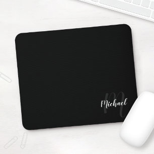 パーソナライズされたScript MonogramとName Black マウスパッド