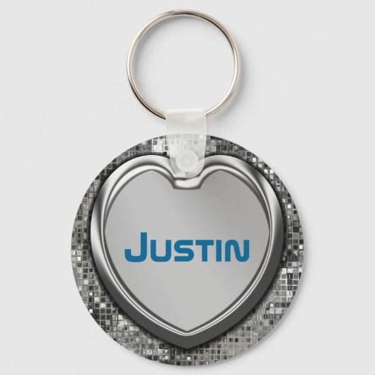 パーソナライズされたSequins Keychainのハート キーホルダー (正面)