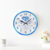 パーソナライズされたShades of Bluesアニバーサリークロック ラージ壁時計 (ホーム)