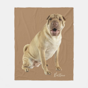 パーソナライズされたShar Pei Dog写真 フリースブランケット