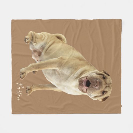 パーソナライズされたShar Pei Dog写真 フリースブランケット (正面(横))