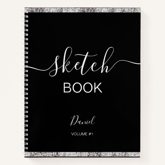 パーソナライズされたSketchbook Your Name エレガント Script N ノートブック (正面)
