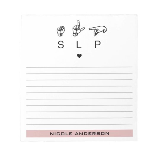パーソナライズされたSLP音声言語聴覚士ASL ノートパッド (正面)