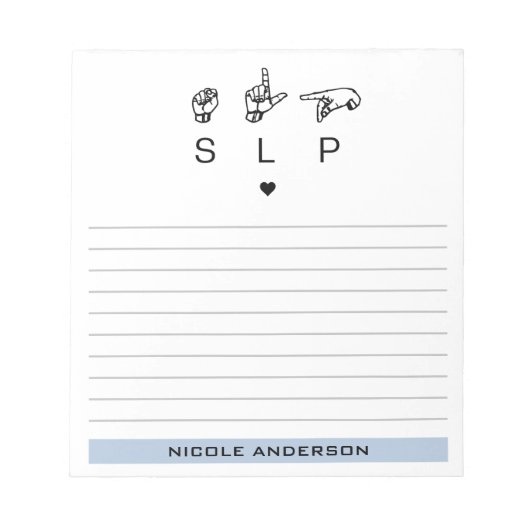 パーソナライズされたSLP音声言語聴覚士ASL ノートパッド (正面)