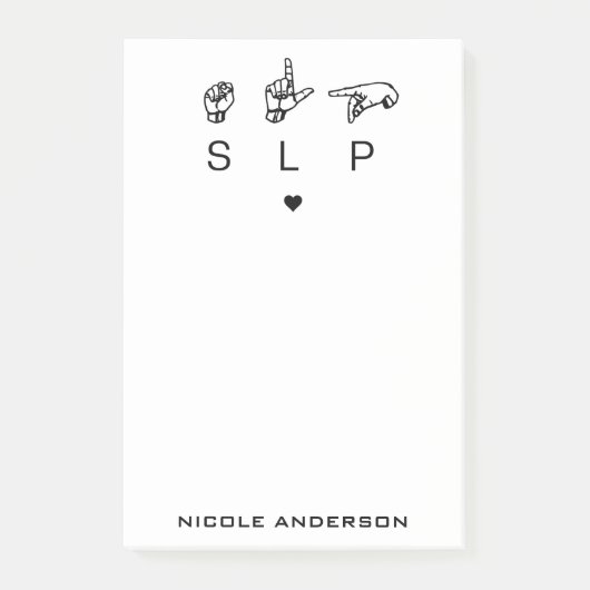 パーソナライズされたSLP音声言語聴覚士ASL ポストイット (正面)