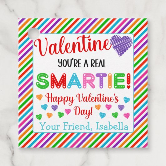 パーソナライズされたSmartie Valentine's Day フェイバータグ (正面)