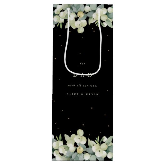 パーソナライズされたSnowberry+ユーカリのクリスマス ワインギフトバッグ (正面)