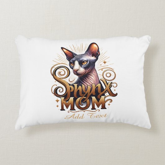 パーソナライズされたSphynx Cat Mom's Day アクセントクッション (正面)