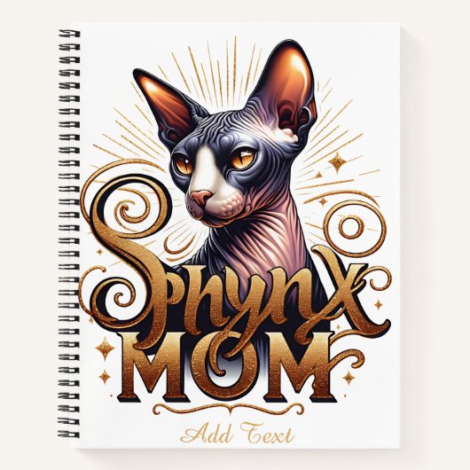 パーソナライズされたSphynx Cat Mom's Day ノートブック (正面)