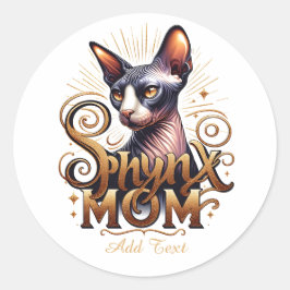 パーソナライズされたSphynx Cat Mom's Day ラウンドシール