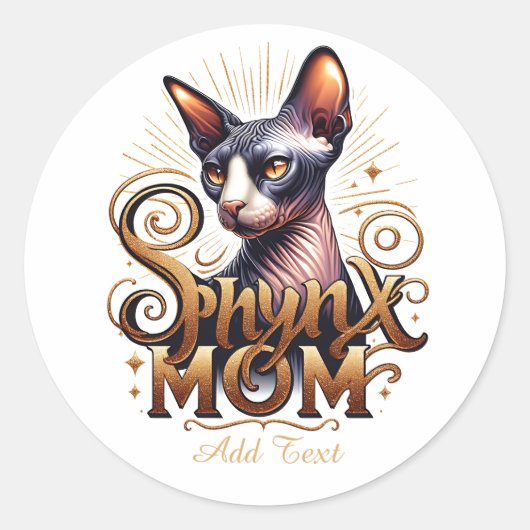パーソナライズされたSphynx Cat Mom's Day ラウンドシール (正面)