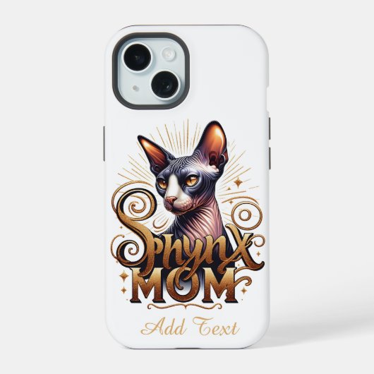 パーソナライズされたSphynx Cat Mom's Day iPhone 15ケース (裏面)