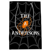 パーソナライズされたSpider Webハロウィン ミディアムペーパーバッグ (正面)