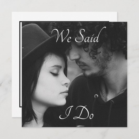 パーソナライズされたSquareフォトカー得ドWe結婚した 招待状 (正面/裏面)