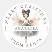 パーソナライズされたSweet Ballerina Christmas Sticker ラウンドシール (正面)